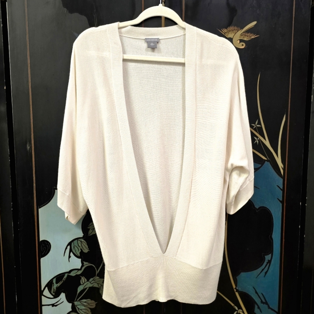 Ann Taylor Plunging V Neck Viscose / Cashmere Blend‎ Lightweight Sweater Size XL